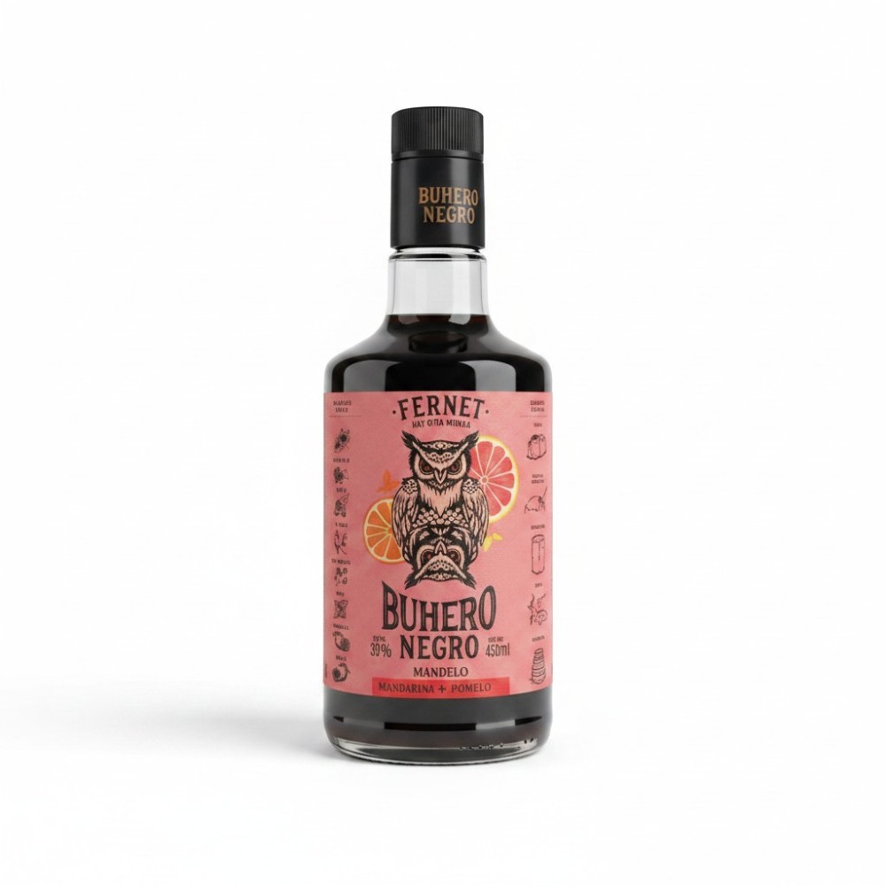 FERNET BUHERO NEGRO MANDELO MANDARINA+POMELO 450 ML