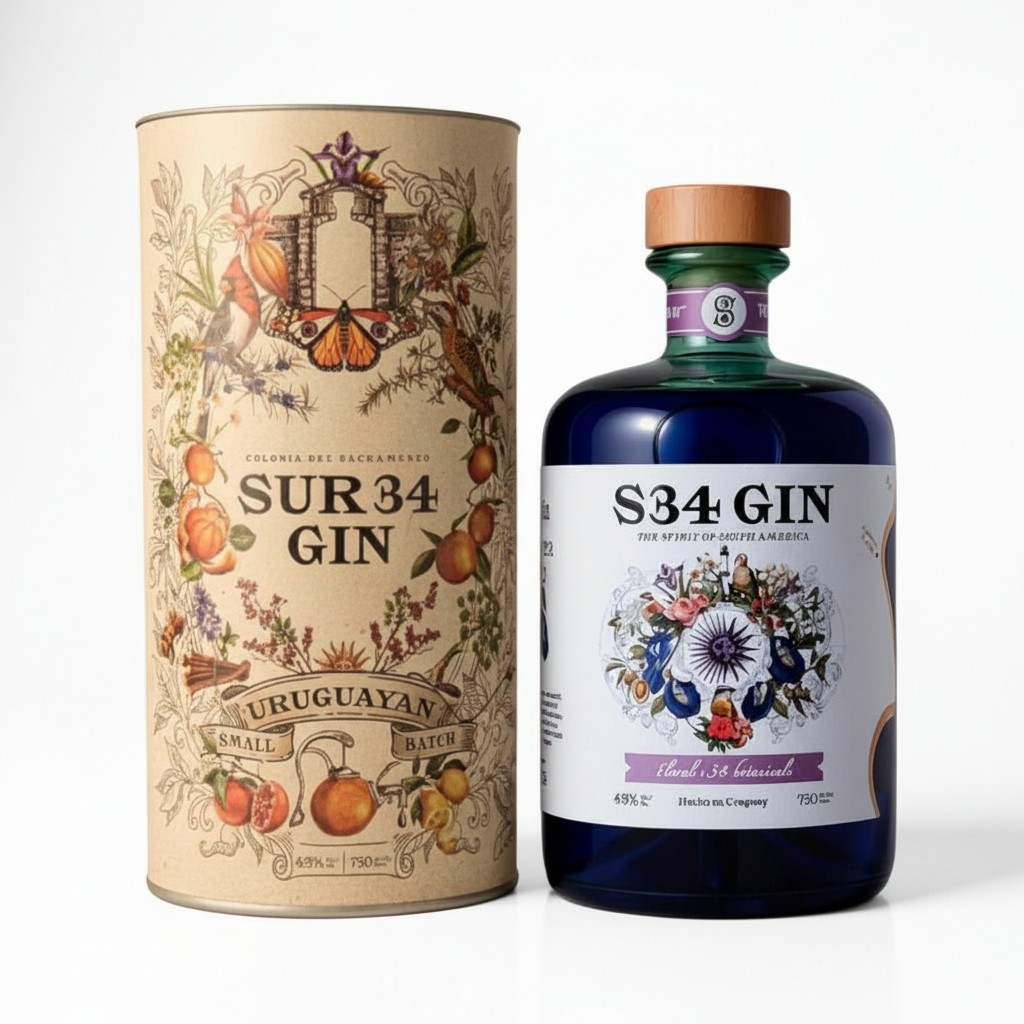 GIN  SUR 34 EDICION FLORAL C/TUBO ESTUCHE